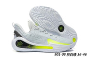 Gray, white, and green Curry 12 901-05 basketball shoes.