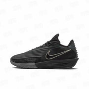 Side view of a black Nike basketball shoe showing the layered upper, contrasting Swoosh, and visible ZoomX midsole lettering.