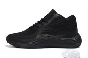 Side profile of an all-black Nike Precision 8 basketball shoe.