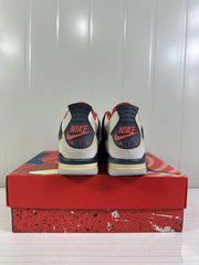 Rear view of the pair showing Jordan and Nike Air branding details on the heels.