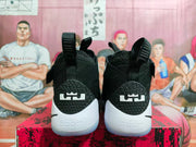 Rear view showing heel pull tabs, LeBron logos, and embossed Nike Zoom details.