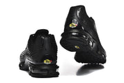 Rear view of black Nike Air Max Plus VII sneakers