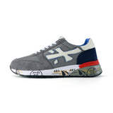Premiata Lander Grey and Navy Low-Top Sneakers