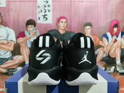 Rear view showing contrasting heel logos and white outsole sections