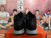 Rear view of black Nike Hyperdunk basketball shoes with grey heel detailing