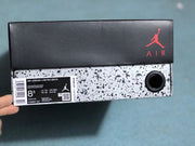 Jordan shoebox label showing Air Jordan 4 Retro WNTR, Loyal Blue/Black-White, and sample size EU 42