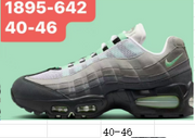 Promotional image of a grey and black sneaker with mint-green accents and a displayed size range.