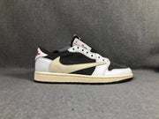 Side profile highlighting the brown oversized Swoosh, white overlays, black mid-panel, and low-cut design.