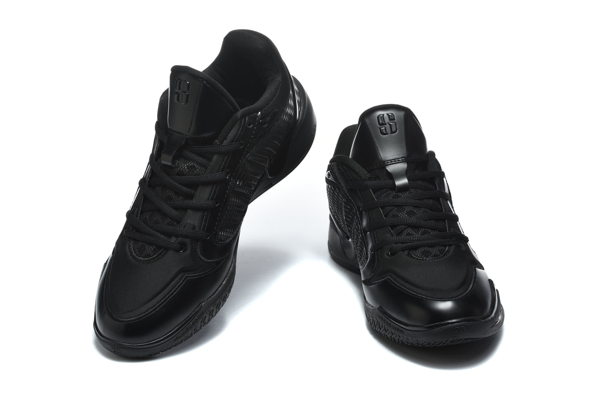 Pair of black Nike 518-6 basketball-style sneakers shown from the front and three-quarter angle.