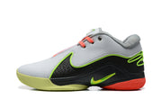Side profile of a Nike 908-2 sneaker with perforated gray-white panels, black overlays, and neon green accents.