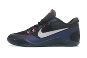 Side profile of the black and purple Kobe 11 shoe