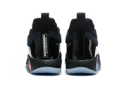 Rear view of the black and navy Nike PG 2 basketball shoes