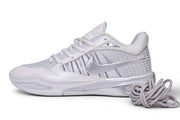 Side profile of a white and silver Nike Sabrina 4 shoe