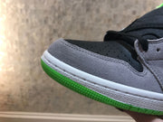 Close-up of the grey heel and ankle area with the winged basketball emblem.