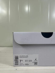Shoebox label showing AIR JORDAN 1 LOW, color text, size 7.5, EUR 40.5, and style code DC0774 164.