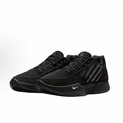Pair of black Nike Ja 2 basketball shoes with tonal detailing and a white Swoosh.