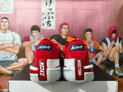 Rear view of red Nike basketball shoes with USA heel lettering