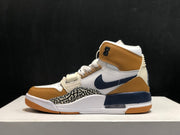 Full side view of the Jordan Legacy 312 sneaker highlighting the layered upper and visible heel cushioning unit.