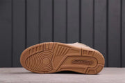 Underside view showing the patterned gum-colored outsole and Jordan branding.