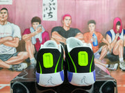 Rear view with bright lime heel details and Jordan branding