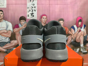 Rear view of grey Nike KD basketball shoes showing the heel panels and outsole
