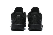 Rear view of the pair showing the padded collars, heel panels, and textured black construction.