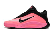 Side view of the black-and-pink Nike A'ja Wilson 1 basketball shoe.