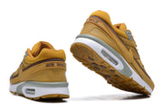Rear and outsole views of ochre Nike Air Max BW sneakers with visible Air units.