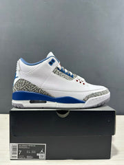 Single sneaker beside its box; the box label visibly includes AIR JORDAN 3 RETRO OG, IF4396 104, UK 6, CM 25, and EUR 40.