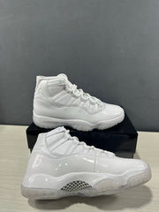 Two white high-top sneakers shown from side and outsole angles.
