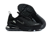 Black Nike Air Max 270 Premium sneakers shown from the side and outsole.