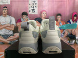 Beige Basketball Sneakers with Gray Accents