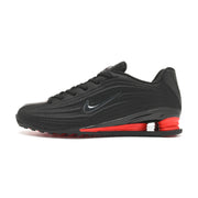 Side profile of black and red Nike Shox Z R2 sneakers
