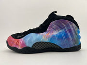 Black high-top sneaker with a multicolor blue, purple, and pink gradient side panel.