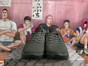Front view of black Nike Zoom FTB basketball sneakers with textured uppers and matching laces.