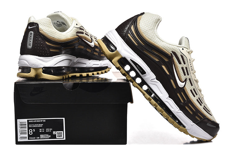 Nike Air Max 97 OG sneakers shown with a shoe box; the box label shows a sample size.