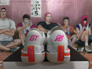 Rear view showing GT heel markings, Nike branding and orange-pink heel details.
