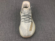 Top view showing the lace arrangement and knitted toe box.