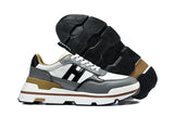 Hermès Gray and White Leather-Look Low-Top Sneakers