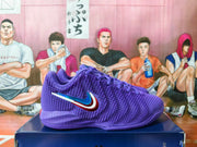 Side view showing the textured upper and multicolor Swoosh accent