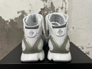 Rear view of white Nike Zoom Kobe 2K5 FTB high-top basketball shoes with gray heel accents.