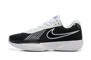 Side profile of a black and white Nike G.T. Cut Academy basketball shoe.