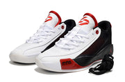 Pair of white, black and red Luka.77 sneakers shown from a front three-quarter angle.