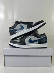 Stacked side view highlighting the blue side branding, white midsoles, and black outsoles.