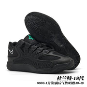 All-black basketball sneakers with a black patterned outsole; image text identifies style 8805-1 and sizes 40-46.