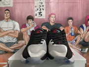 Front view showing the black laces, light gray toe panels, red accents, and Jumpman tongue branding.