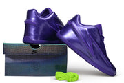 Deep purple Nike KD 19 shoes shown beside a shoe box.
