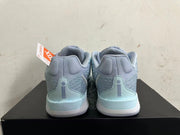 Rear view of light blue and gray Nike Sabrina 2 basketball shoes