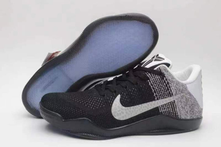 Black and grey Nike Kobe 11 shoe with its outsole visible