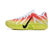 Side profile of the sneaker showing the black Swoosh and textured yellow outsole.